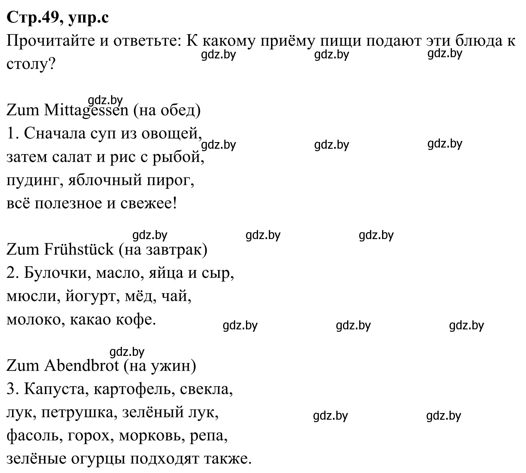 Решение номер 2c (страница 49) гдз по немецкому языку 5 класс Будько, Урбанович, учебник 1 часть