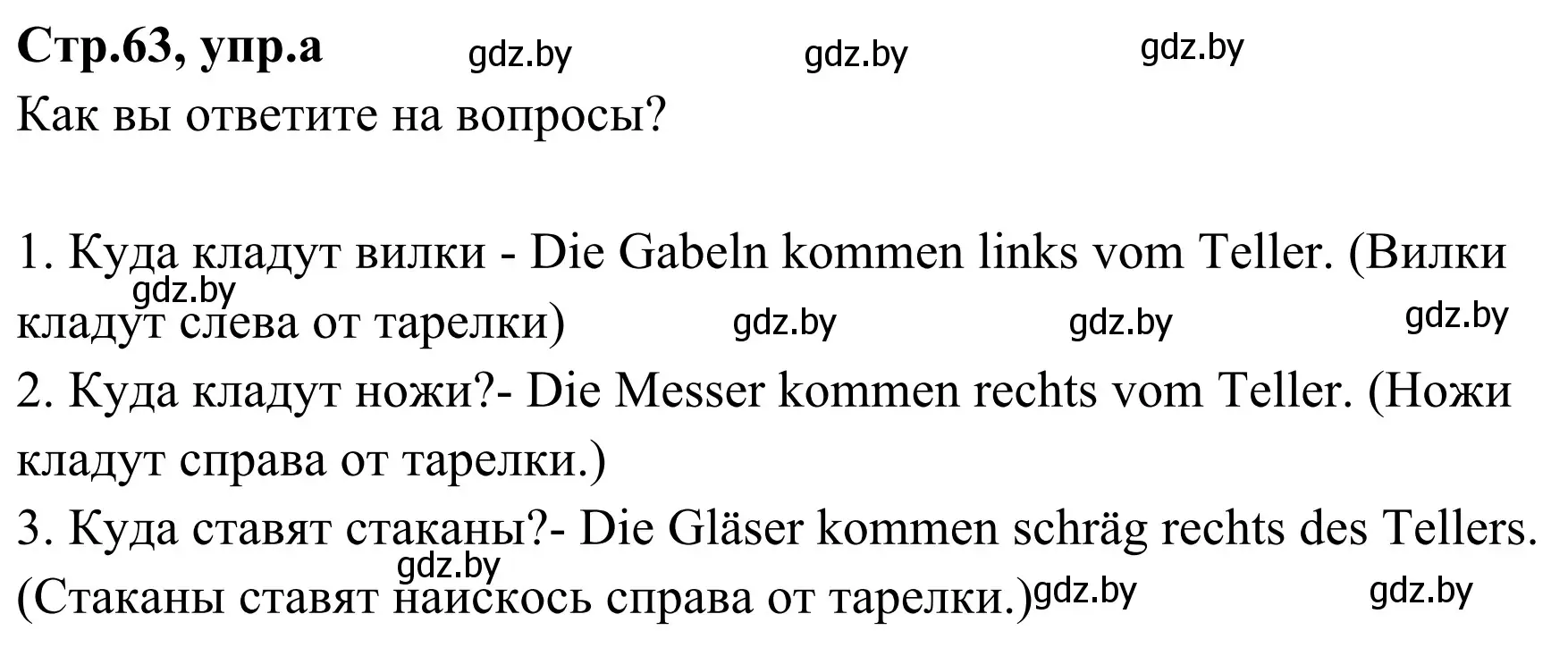 Решение номер 3a (страница 63) гдз по немецкому языку 5 класс Будько, Урбанович, учебник 1 часть