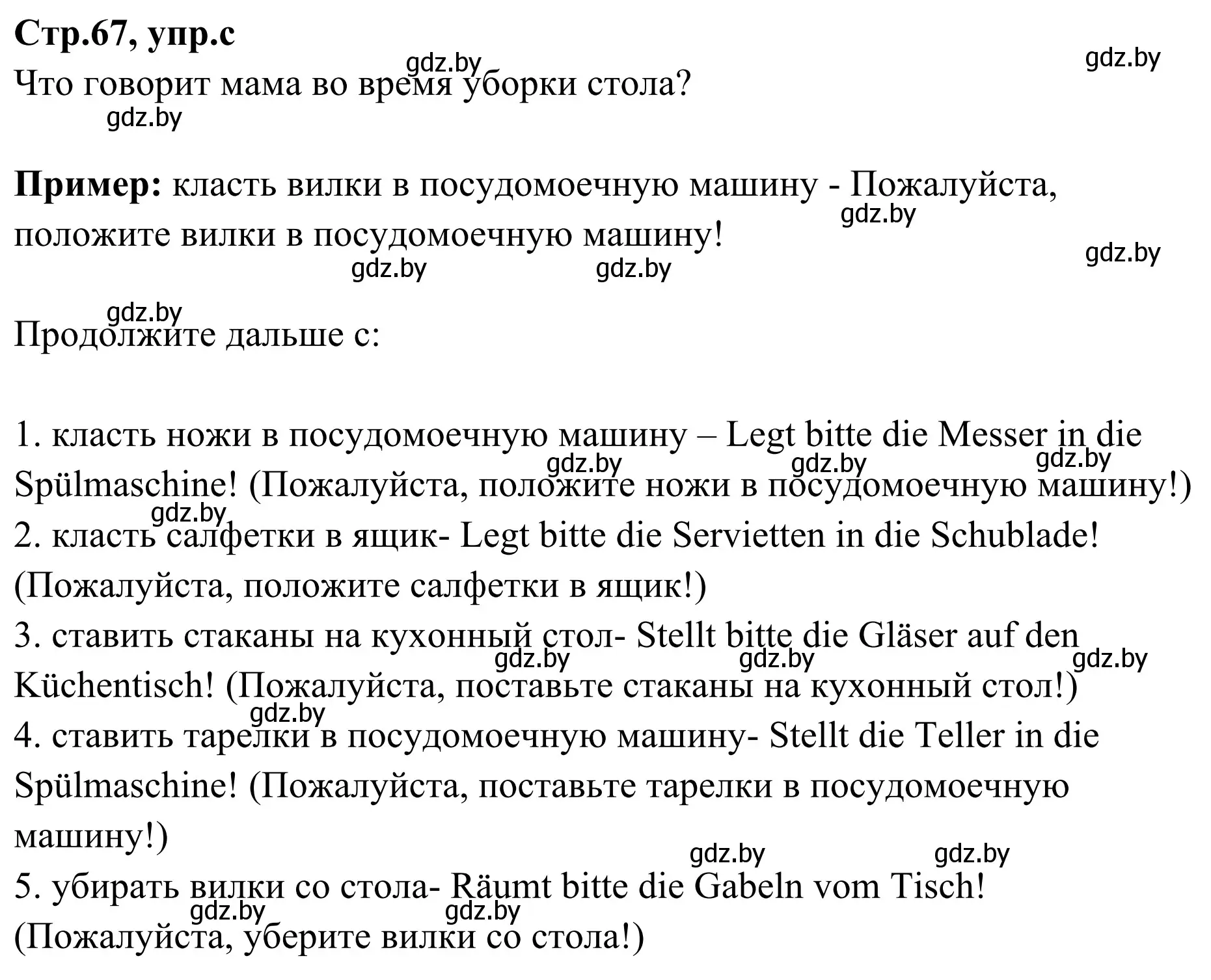 Решение номер 5c (страница 67) гдз по немецкому языку 5 класс Будько, Урбанович, учебник 1 часть