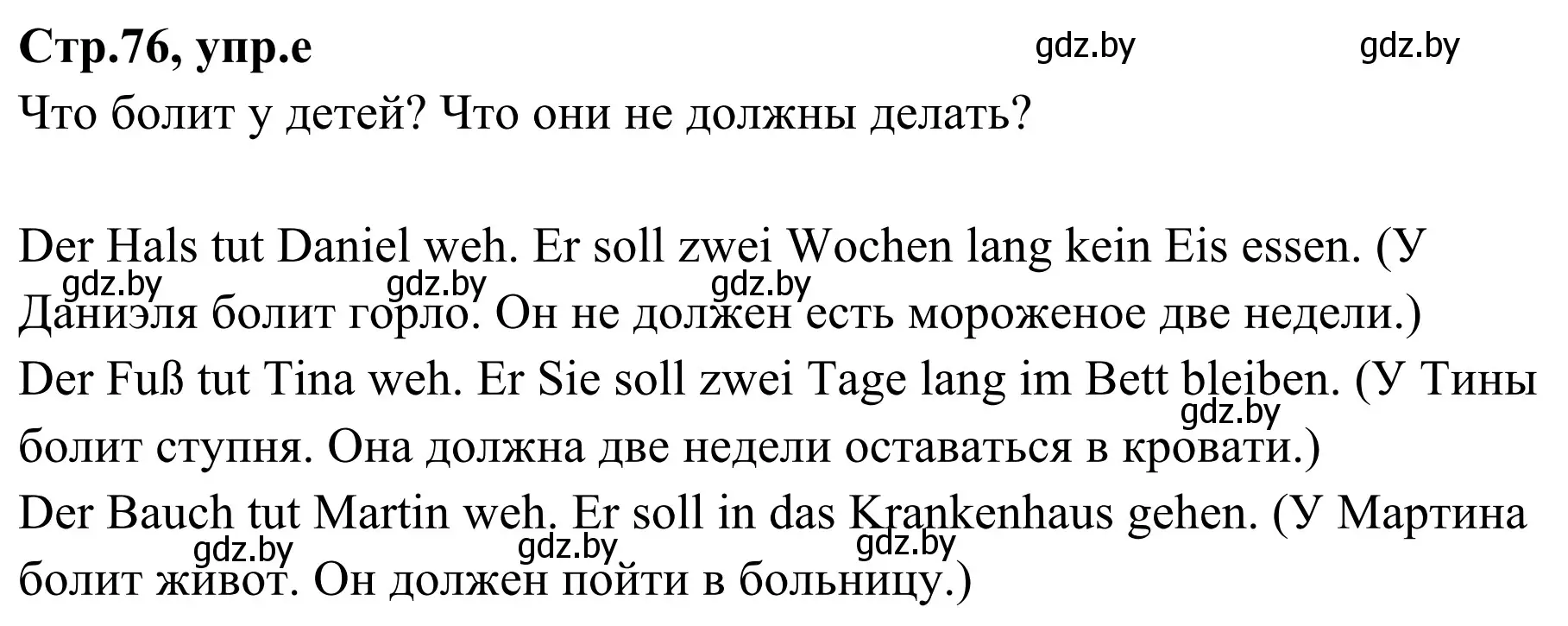 Решение номер 1e (страница 76) гдз по немецкому языку 5 класс Будько, Урбанович, учебник 1 часть