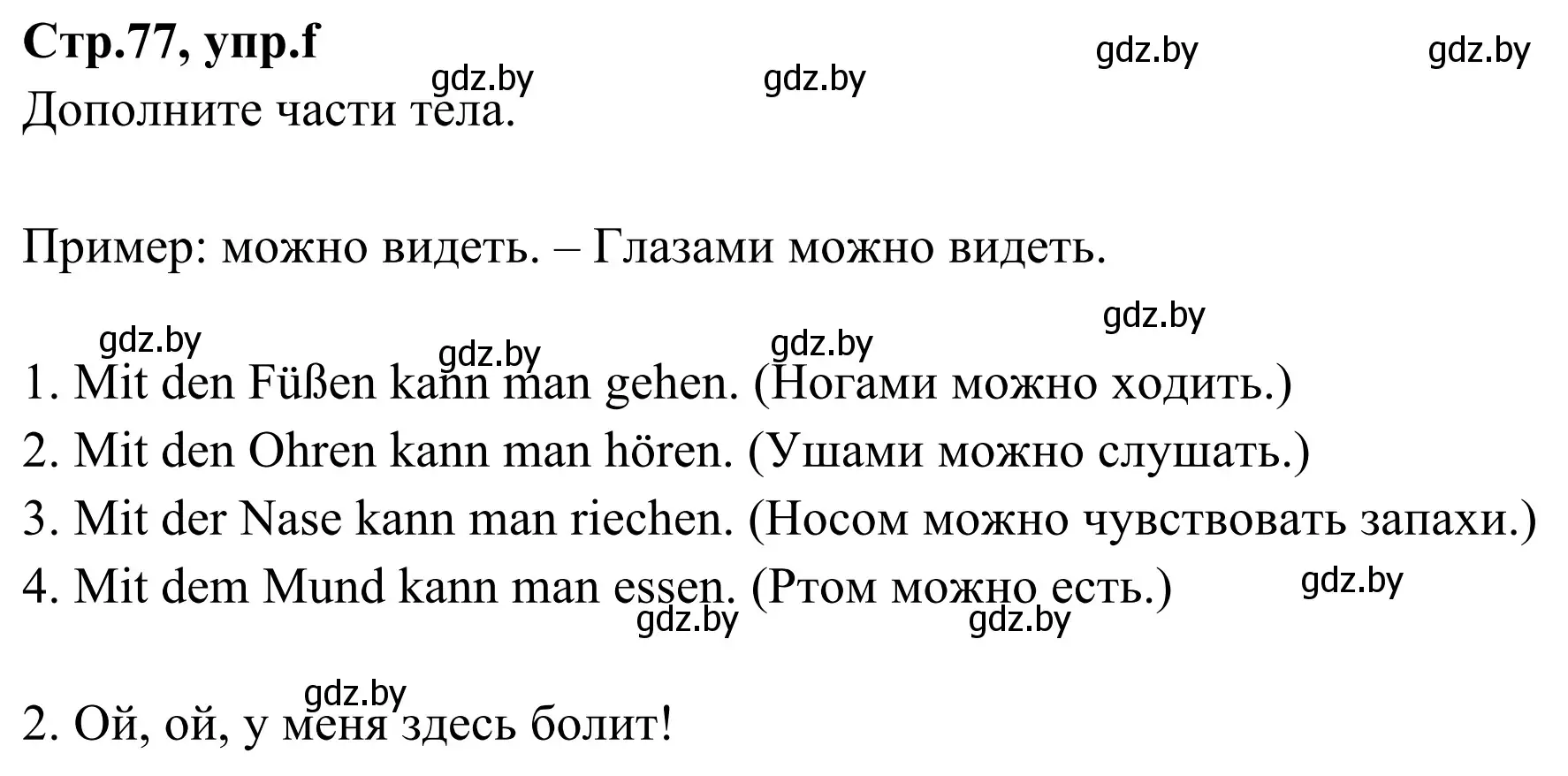 Решение номер 1f (страница 77) гдз по немецкому языку 5 класс Будько, Урбанович, учебник 1 часть