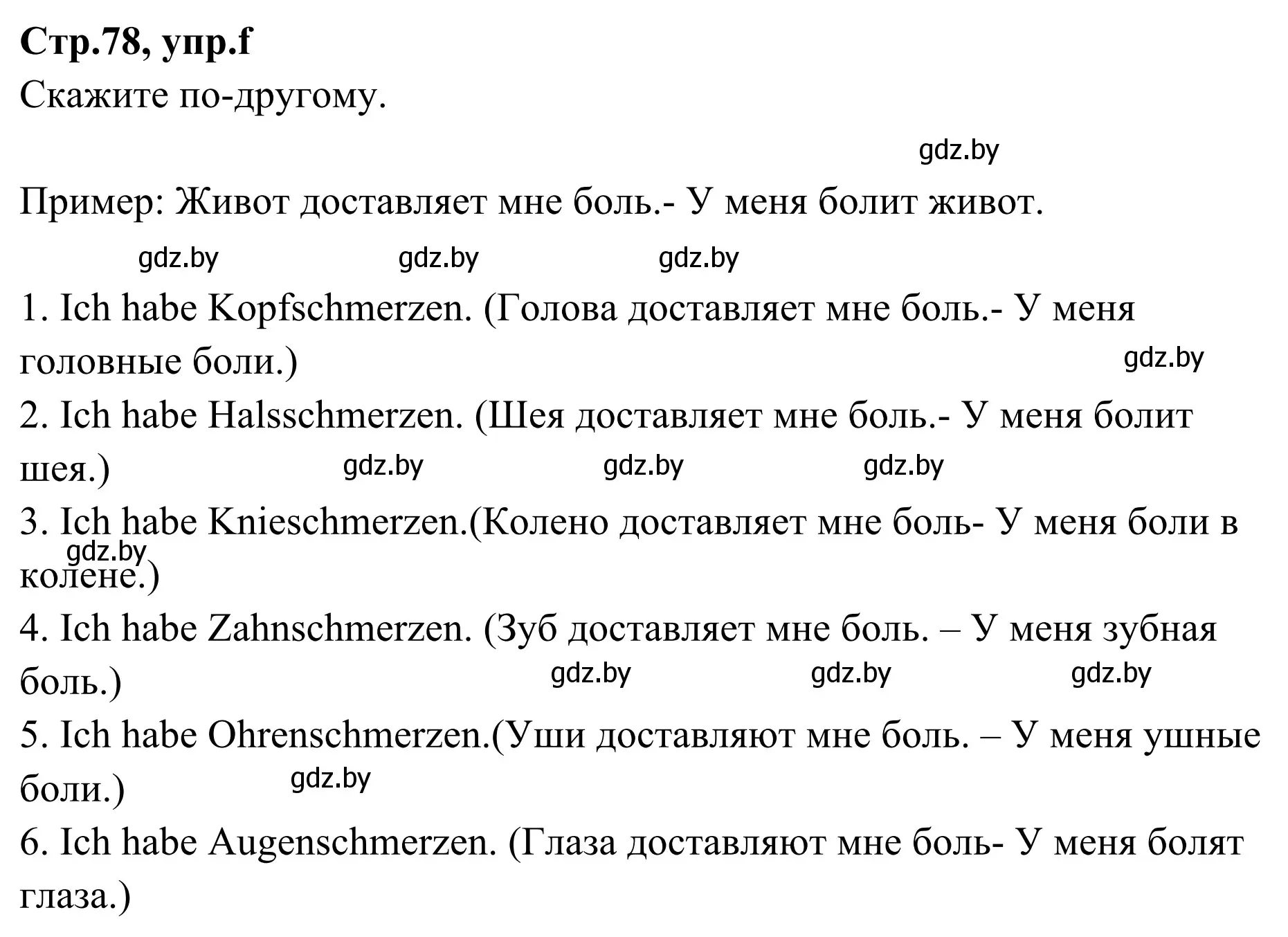 Решение номер 2f (страница 78) гдз по немецкому языку 5 класс Будько, Урбанович, учебник 1 часть