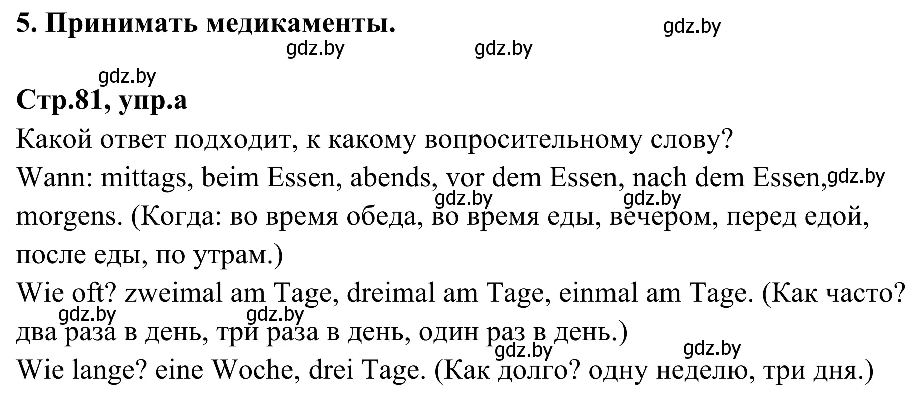 Решение номер 5a (страница 81) гдз по немецкому языку 5 класс Будько, Урбанович, учебник 1 часть