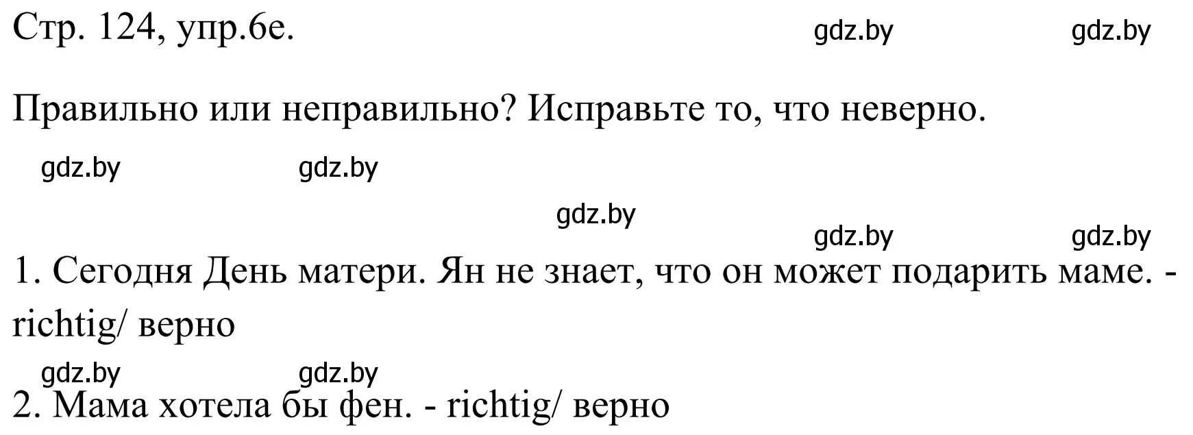 Решение номер 6e (страница 124) гдз по немецкому языку 5 класс Будько, Урбанович, учебник 1 часть