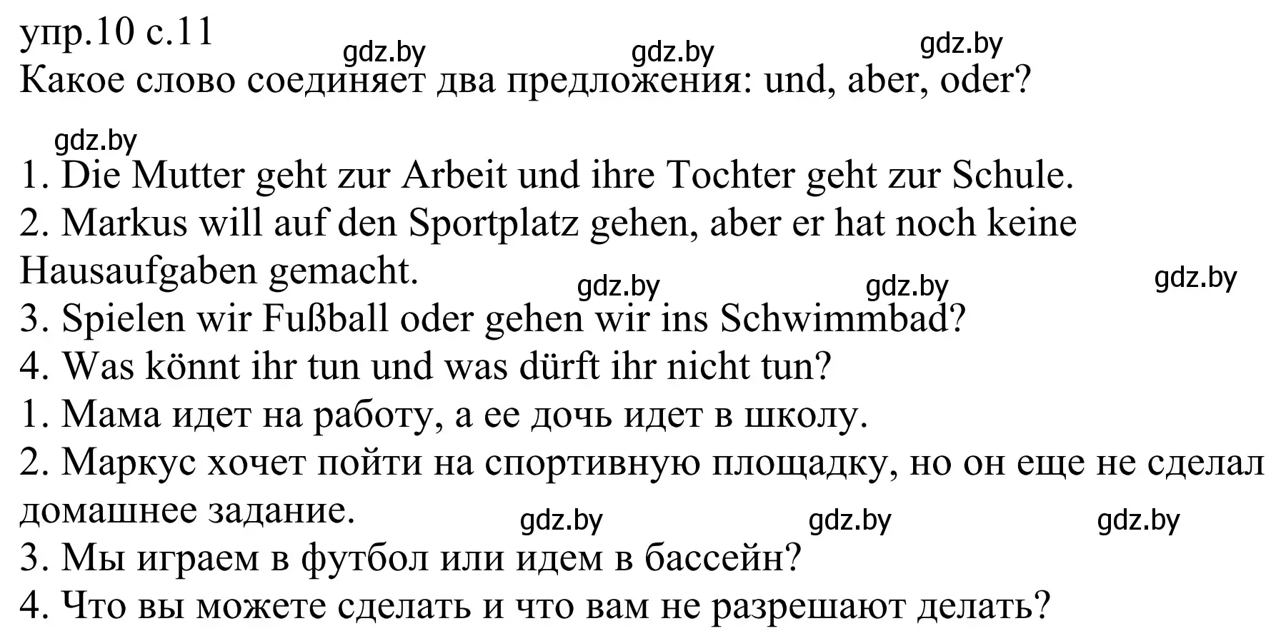 Решение номер 10 (страница 11) гдз по немецкому языку 6 класс Будько, Урбанович, рабочая тетрадь