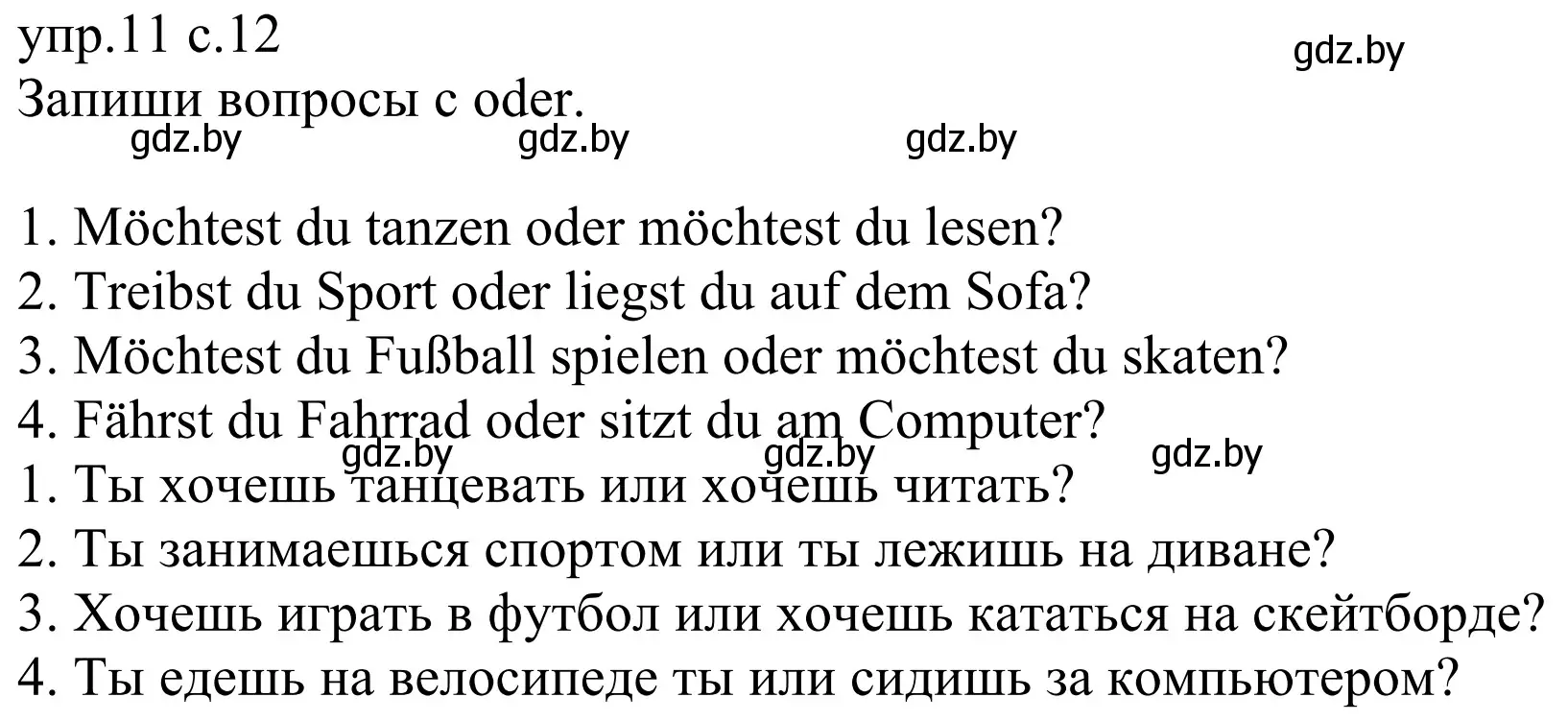 Решение номер 11 (страница 12) гдз по немецкому языку 6 класс Будько, Урбанович, рабочая тетрадь