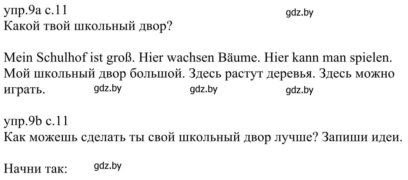 Решение номер 9 (страница 11) гдз по немецкому языку 6 класс Будько, Урбанович, рабочая тетрадь