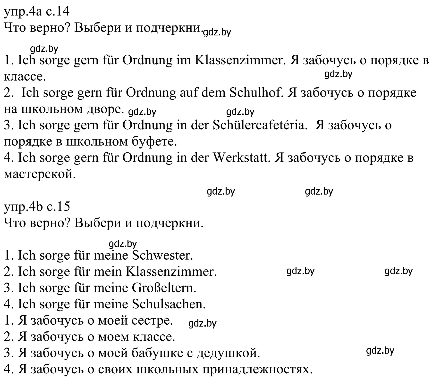 Решение номер 4 (страница 14) гдз по немецкому языку 6 класс Будько, Урбанович, рабочая тетрадь