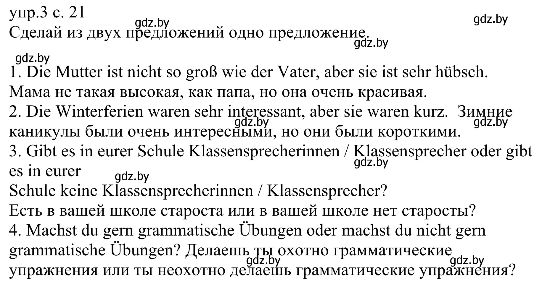 Решение номер 3 (страница 21) гдз по немецкому языку 6 класс Будько, Урбанович, рабочая тетрадь