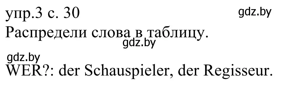 Решение номер 3 (страница 30) гдз по немецкому языку 6 класс Будько, Урбанович, рабочая тетрадь