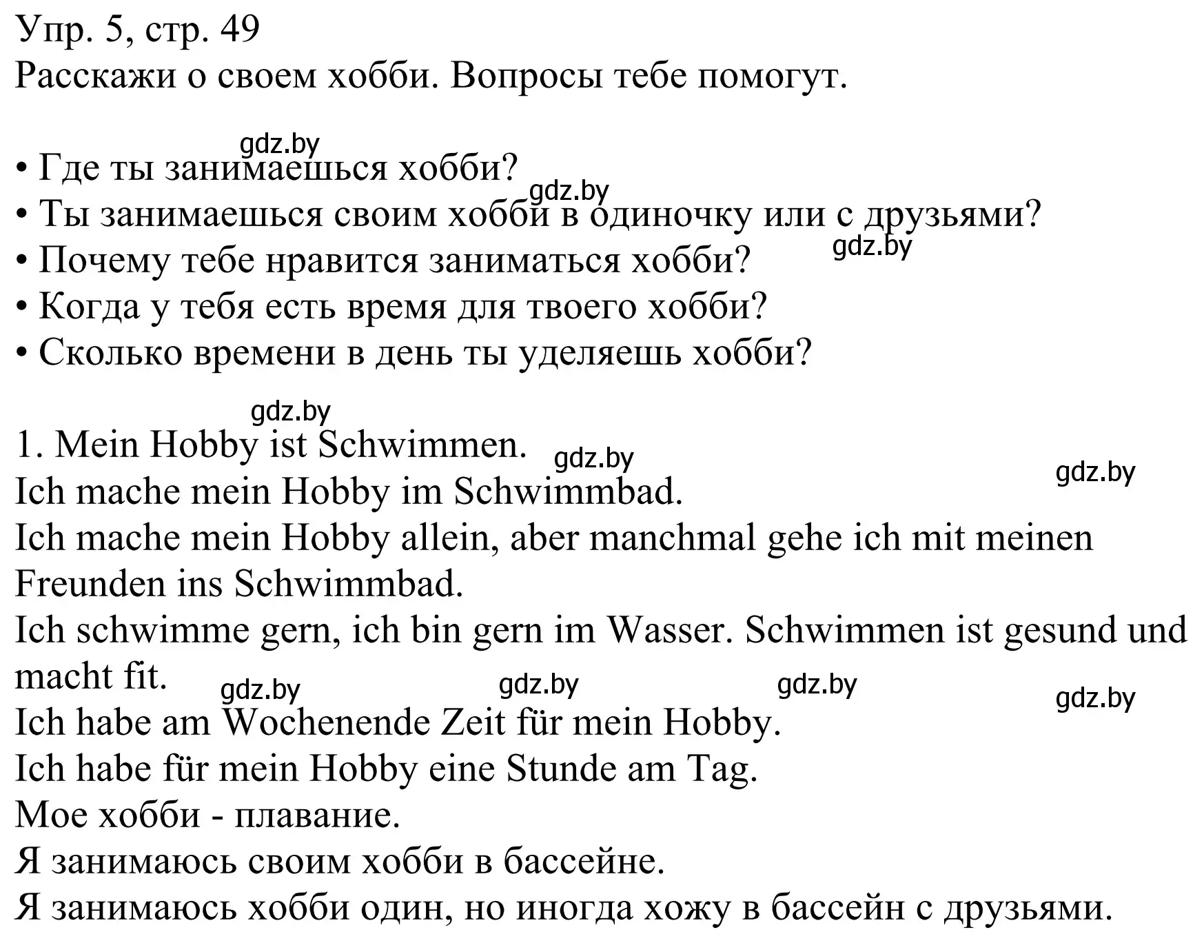 Решение номер 5 (страница 49) гдз по немецкому языку 6 класс Будько, Урбанович, рабочая тетрадь