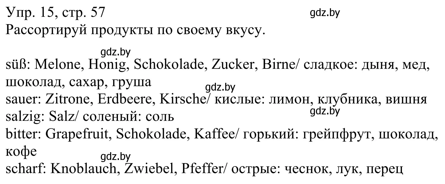 Решение номер 15 (страница 57) гдз по немецкому языку 6 класс Будько, Урбанович, рабочая тетрадь
