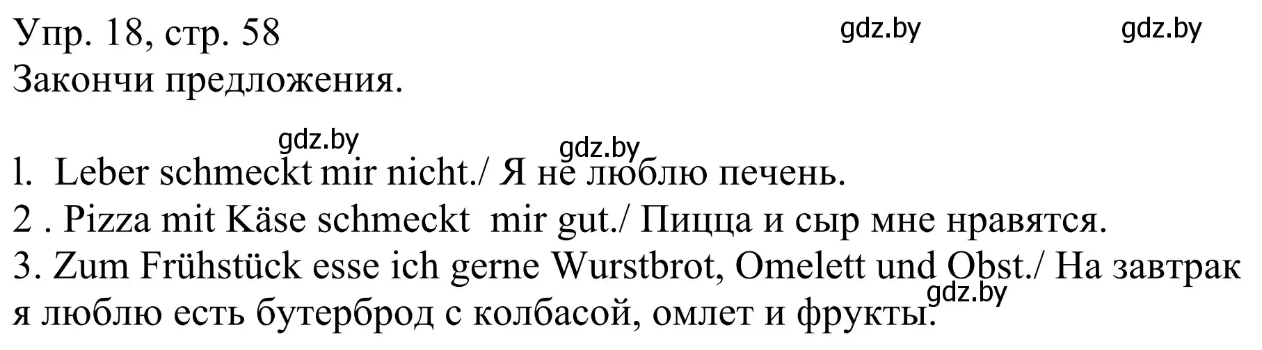 Решение номер 18 (страница 58) гдз по немецкому языку 6 класс Будько, Урбанович, рабочая тетрадь