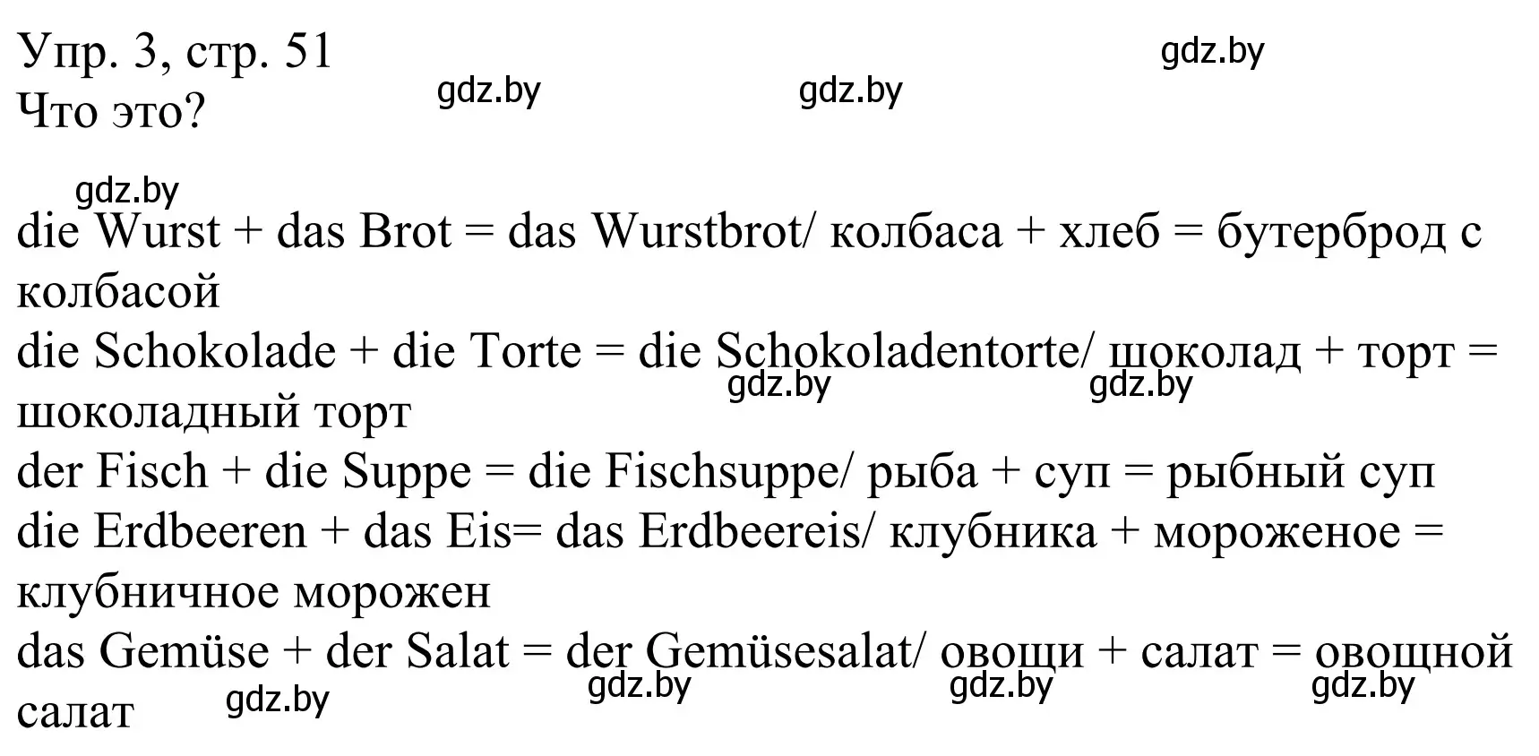Решение номер 3 (страница 51) гдз по немецкому языку 6 класс Будько, Урбанович, рабочая тетрадь