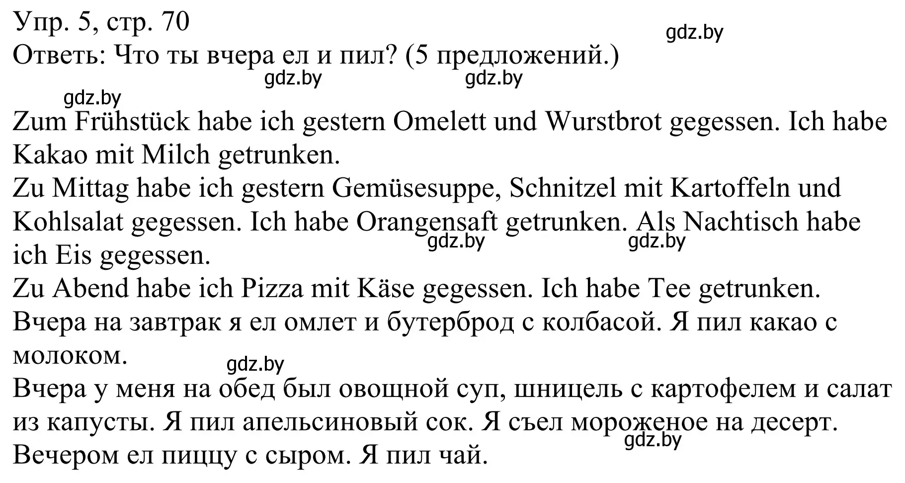 Решение номер 5 (страница 70) гдз по немецкому языку 6 класс Будько, Урбанович, рабочая тетрадь