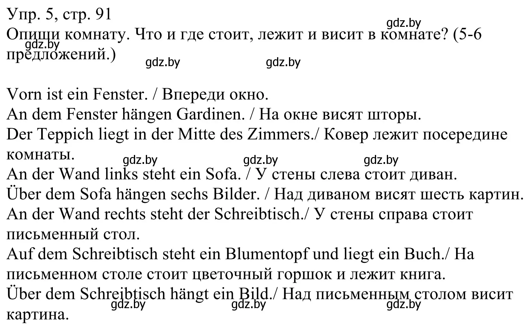 Решение номер 5 (страница 91) гдз по немецкому языку 6 класс Будько, Урбанович, рабочая тетрадь