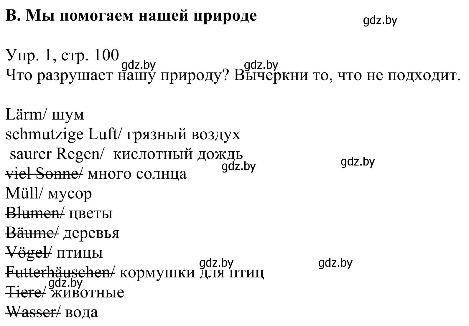 Решение номер 1 (страница 100) гдз по немецкому языку 6 класс Будько, Урбанович, рабочая тетрадь