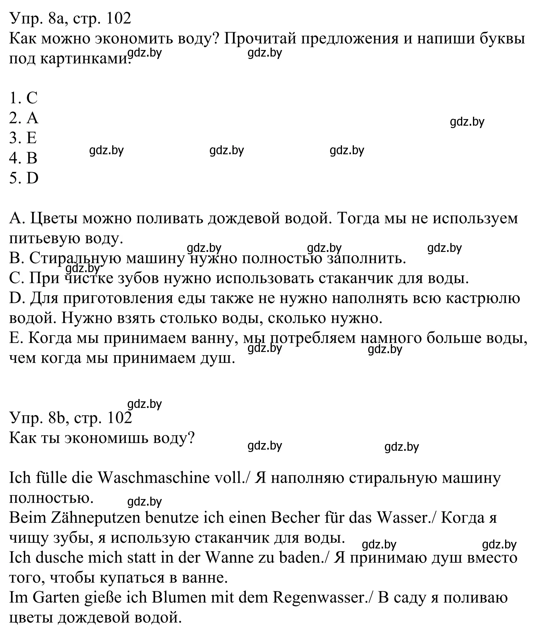 Решение номер 8 (страница 102) гдз по немецкому языку 6 класс Будько, Урбанович, рабочая тетрадь