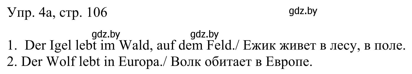 Решение номер 4 (страница 106) гдз по немецкому языку 6 класс Будько, Урбанович, рабочая тетрадь