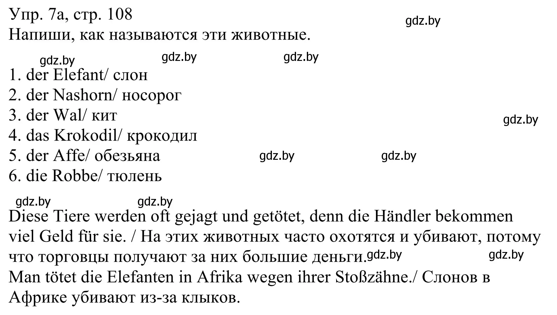 Решение номер 7 (страница 108) гдз по немецкому языку 6 класс Будько, Урбанович, рабочая тетрадь