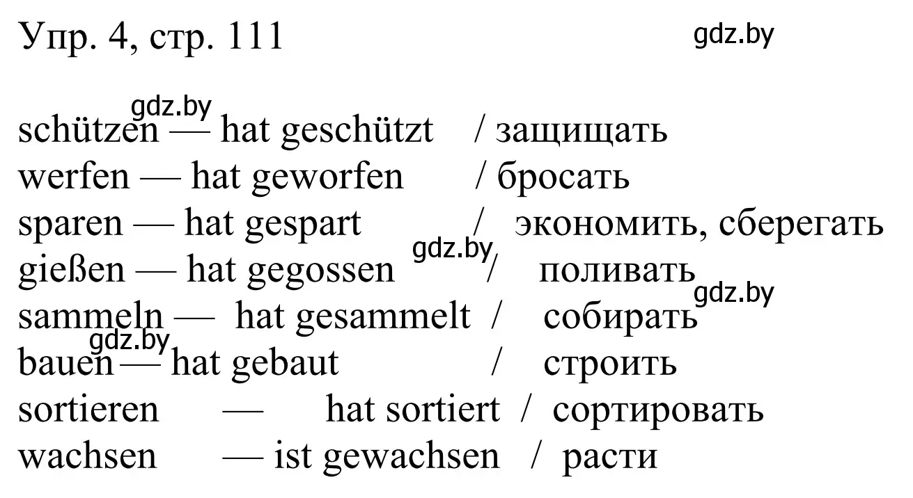 Решение номер 4 (страница 111) гдз по немецкому языку 6 класс Будько, Урбанович, рабочая тетрадь