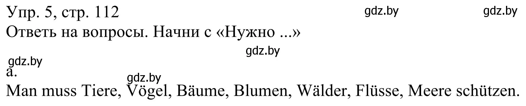 Решение номер 5 (страница 112) гдз по немецкому языку 6 класс Будько, Урбанович, рабочая тетрадь