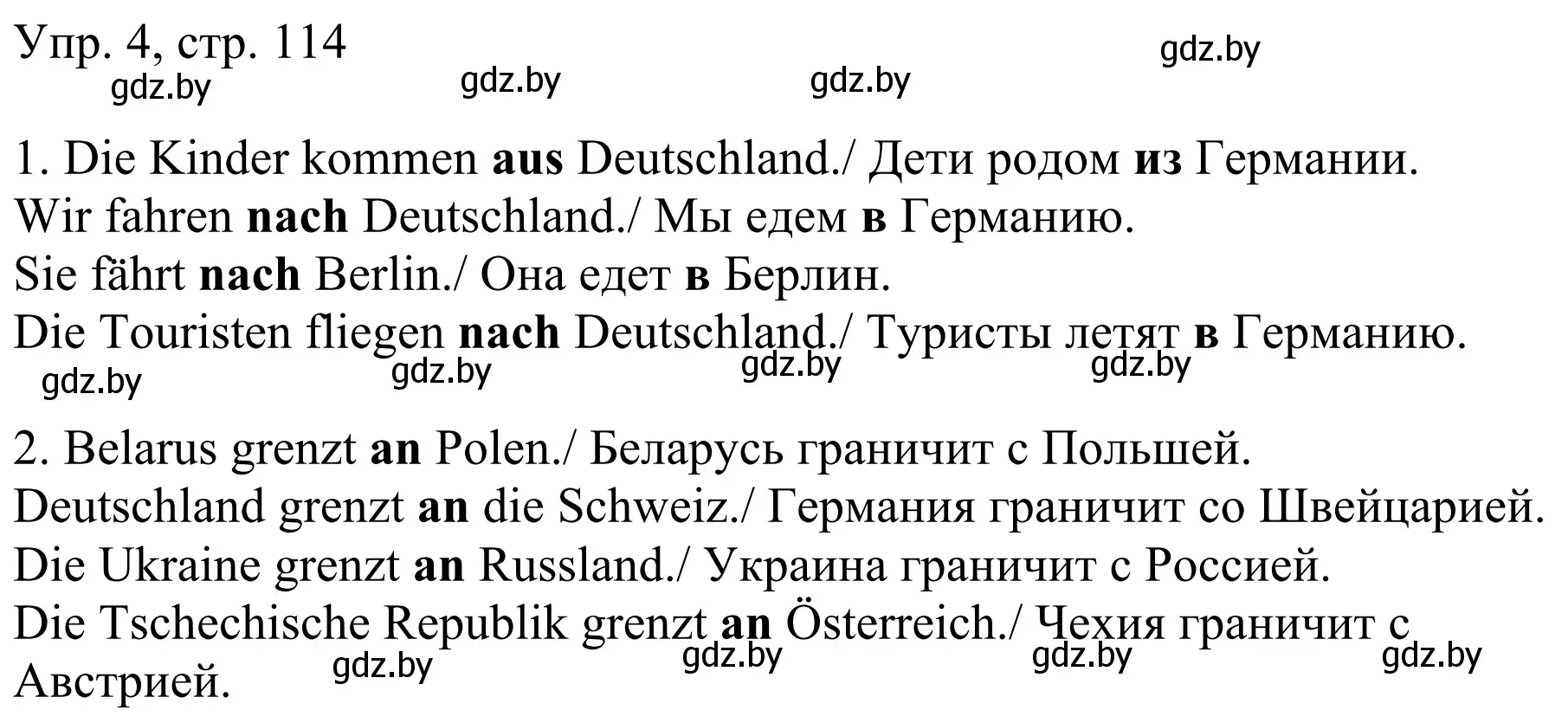 Решение номер 4 (страница 114) гдз по немецкому языку 6 класс Будько, Урбанович, рабочая тетрадь