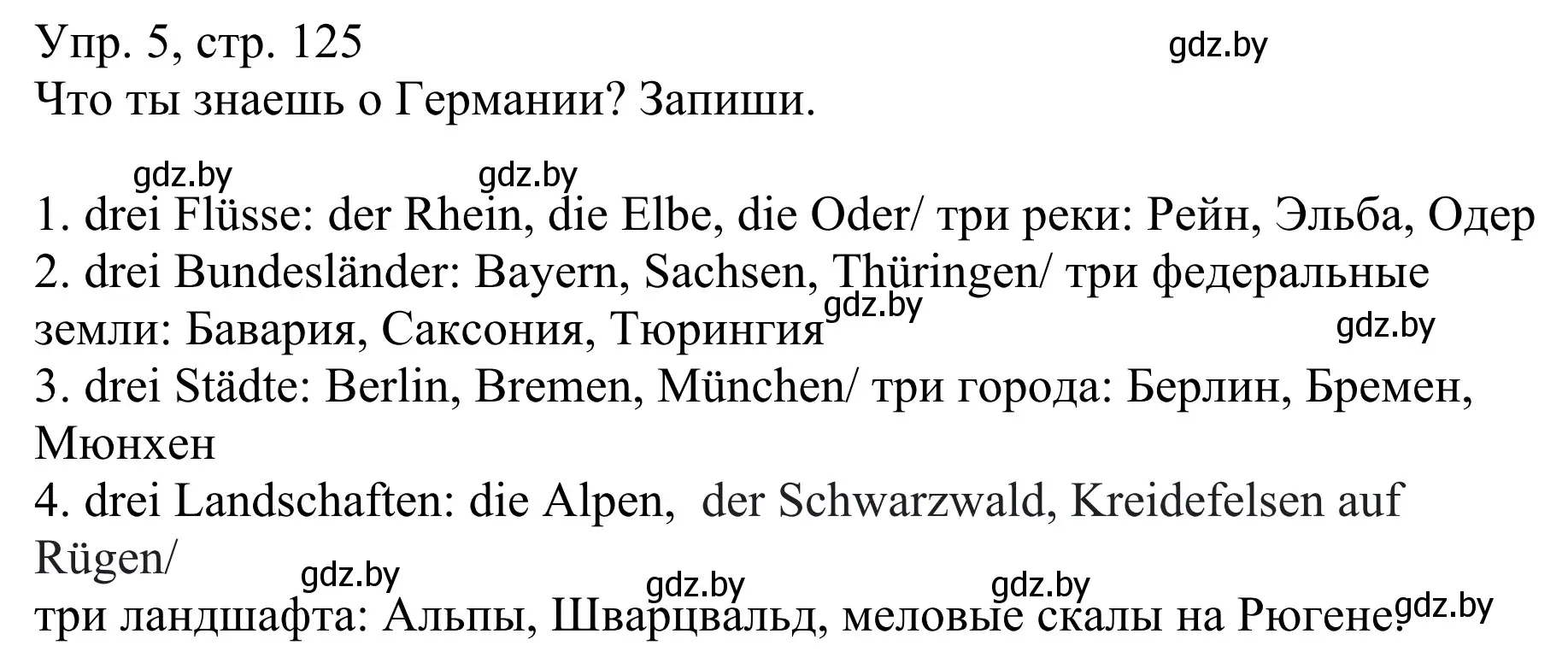 Решение номер 5 (страница 125) гдз по немецкому языку 6 класс Будько, Урбанович, рабочая тетрадь