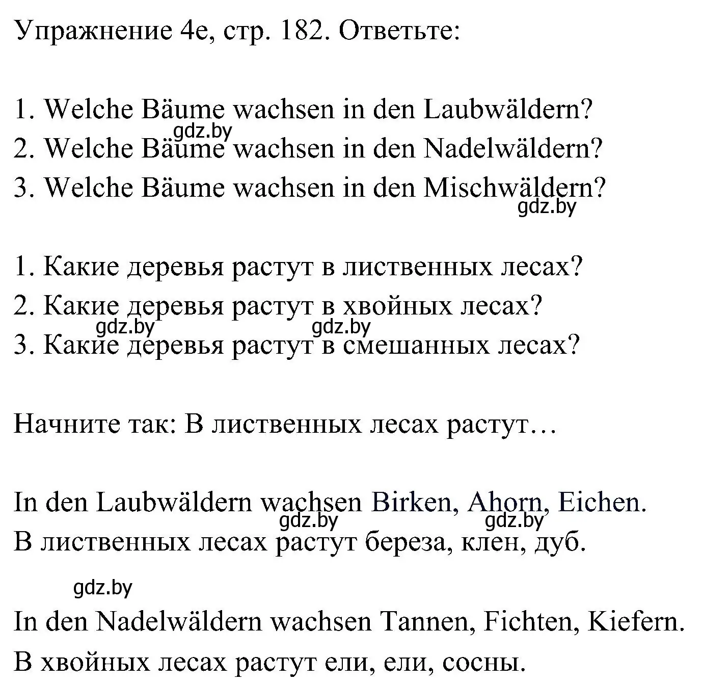 Решение номер 5 (страница 182) гдз по немецкому языку 6 класс Будько, Урбанович, учебник