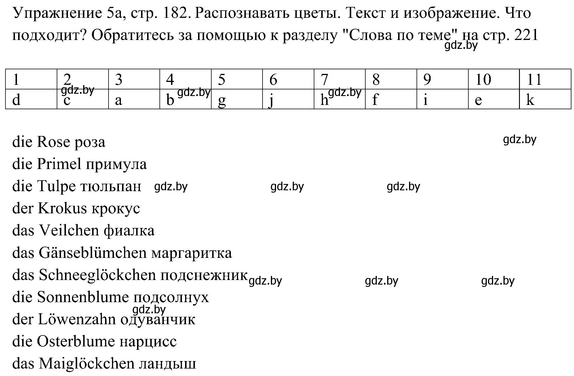 Решение номер 1 (страница 182) гдз по немецкому языку 6 класс Будько, Урбанович, учебник