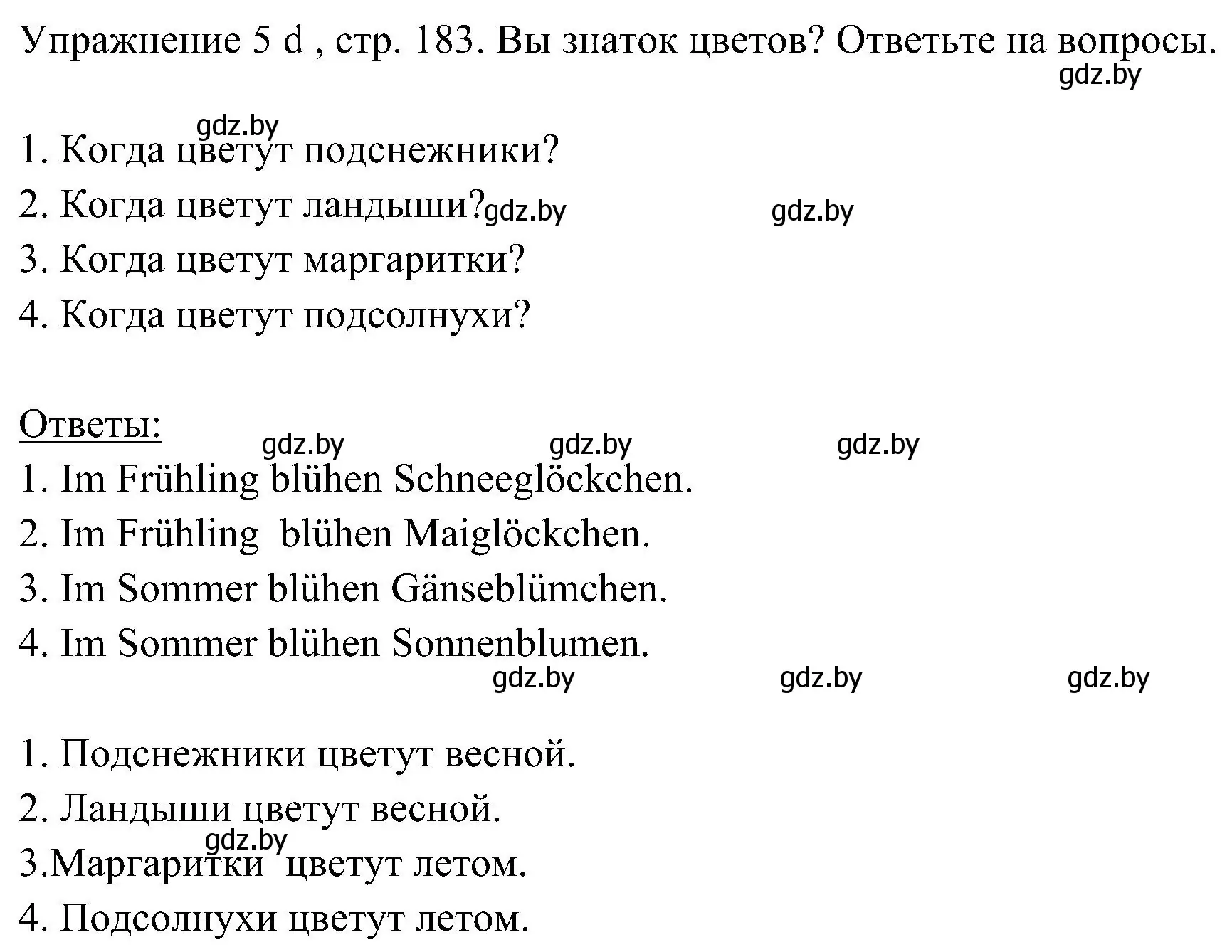 Решение номер 4 (страница 183) гдз по немецкому языку 6 класс Будько, Урбанович, учебник