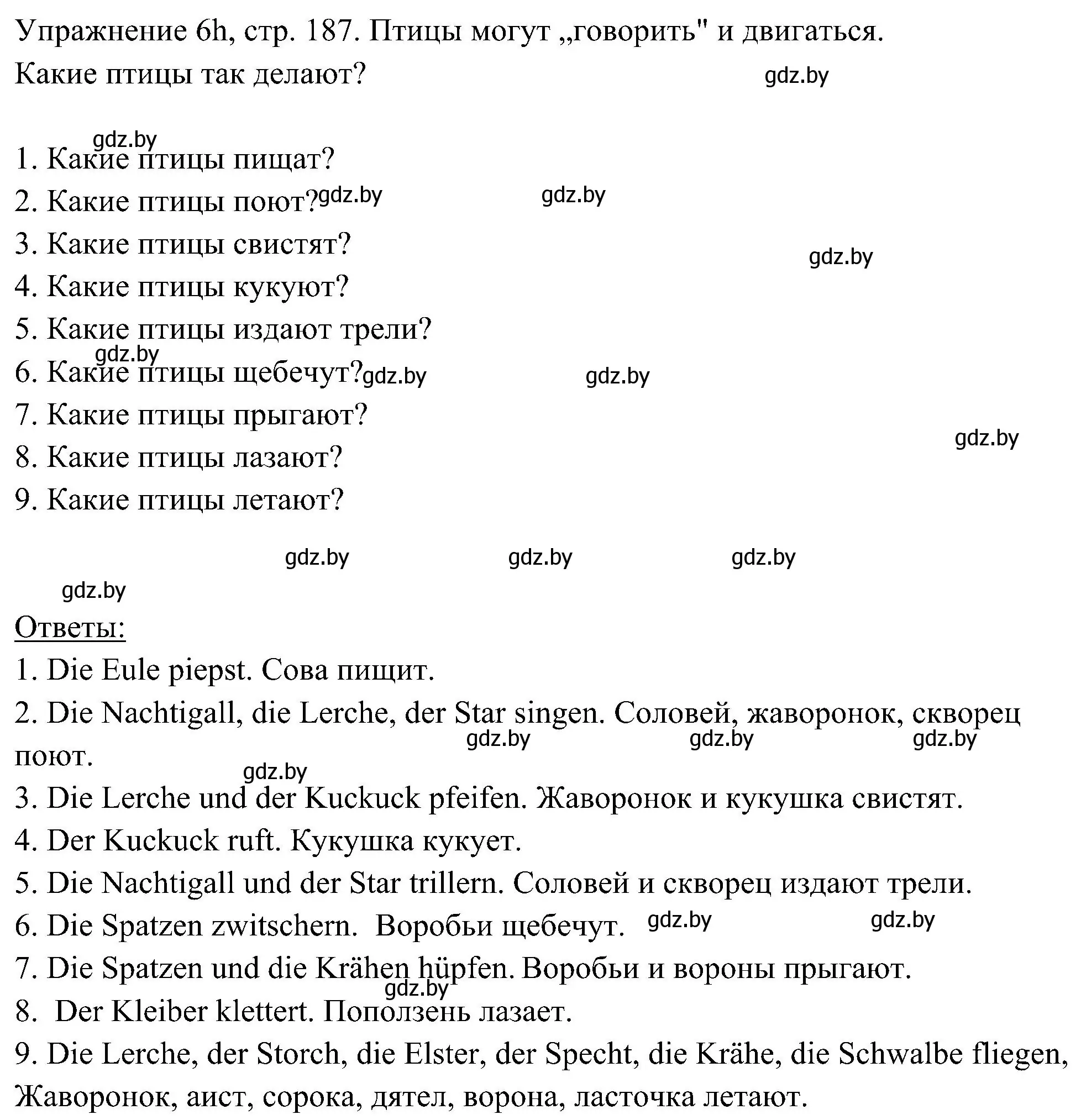 Решение номер 8 (страница 187) гдз по немецкому языку 6 класс Будько, Урбанович, учебник