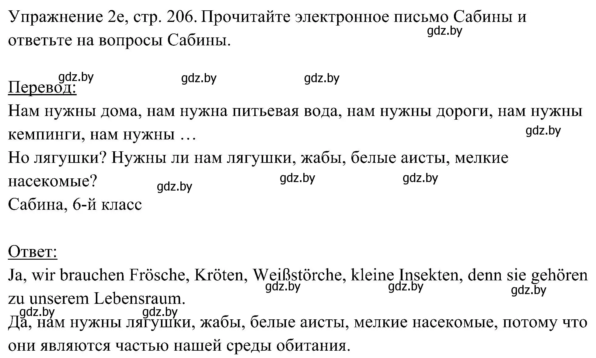 Решение номер 5 (страница 206) гдз по немецкому языку 6 класс Будько, Урбанович, учебник