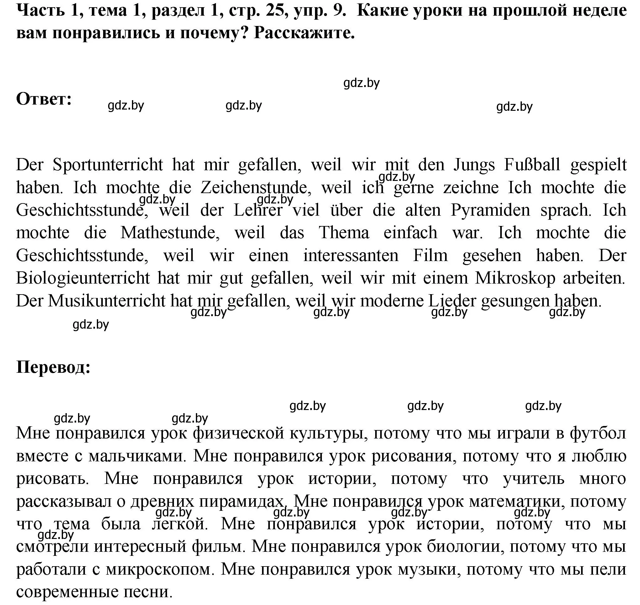 Решение номер 9 (страница 25) гдз по немецкому языку 6 класс Зуевская, Салынская, учебник 1 часть