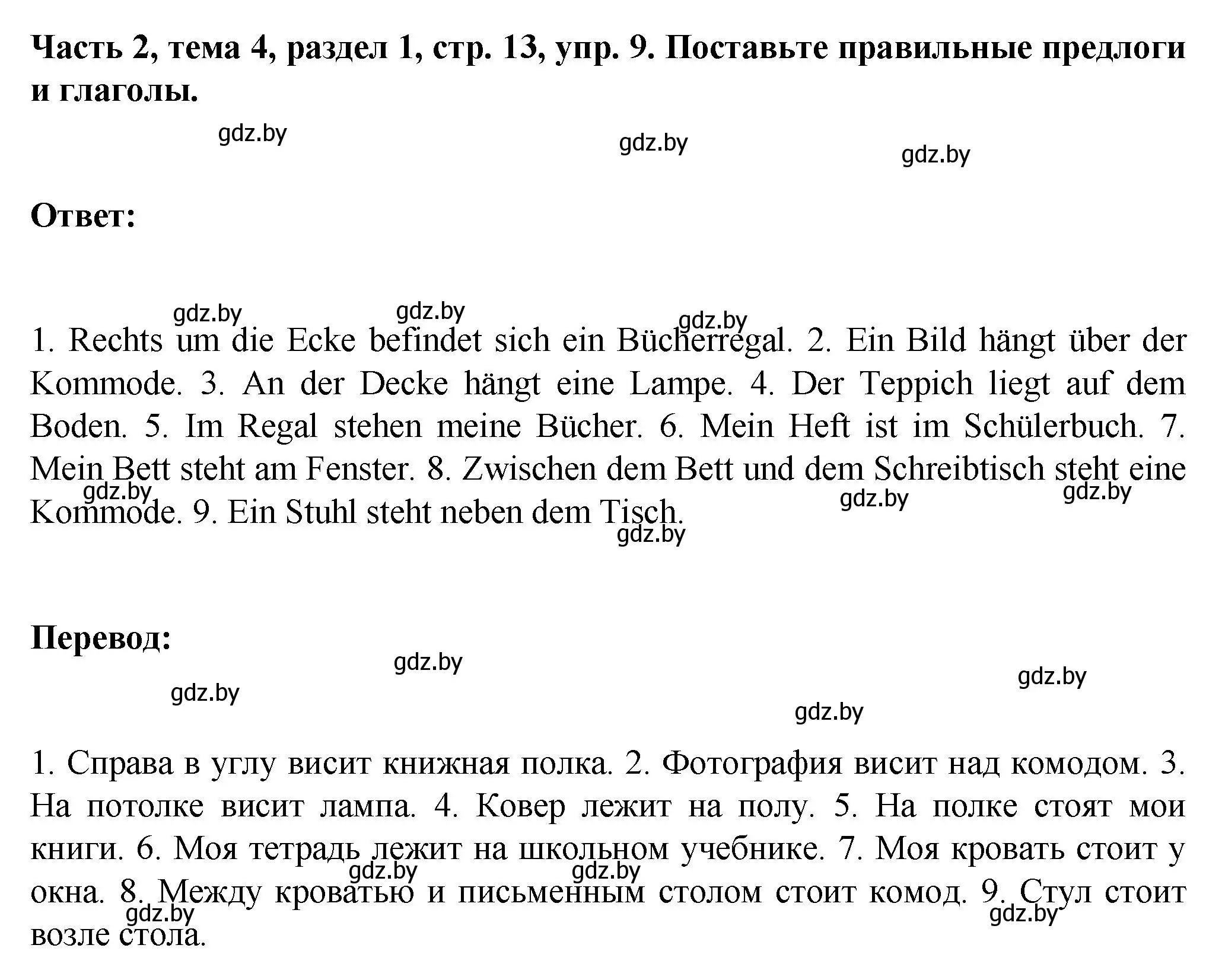 Решение номер 9 (страница 13) гдз по немецкому языку 6 класс Зуевская, Салынская, учебник 2 часть