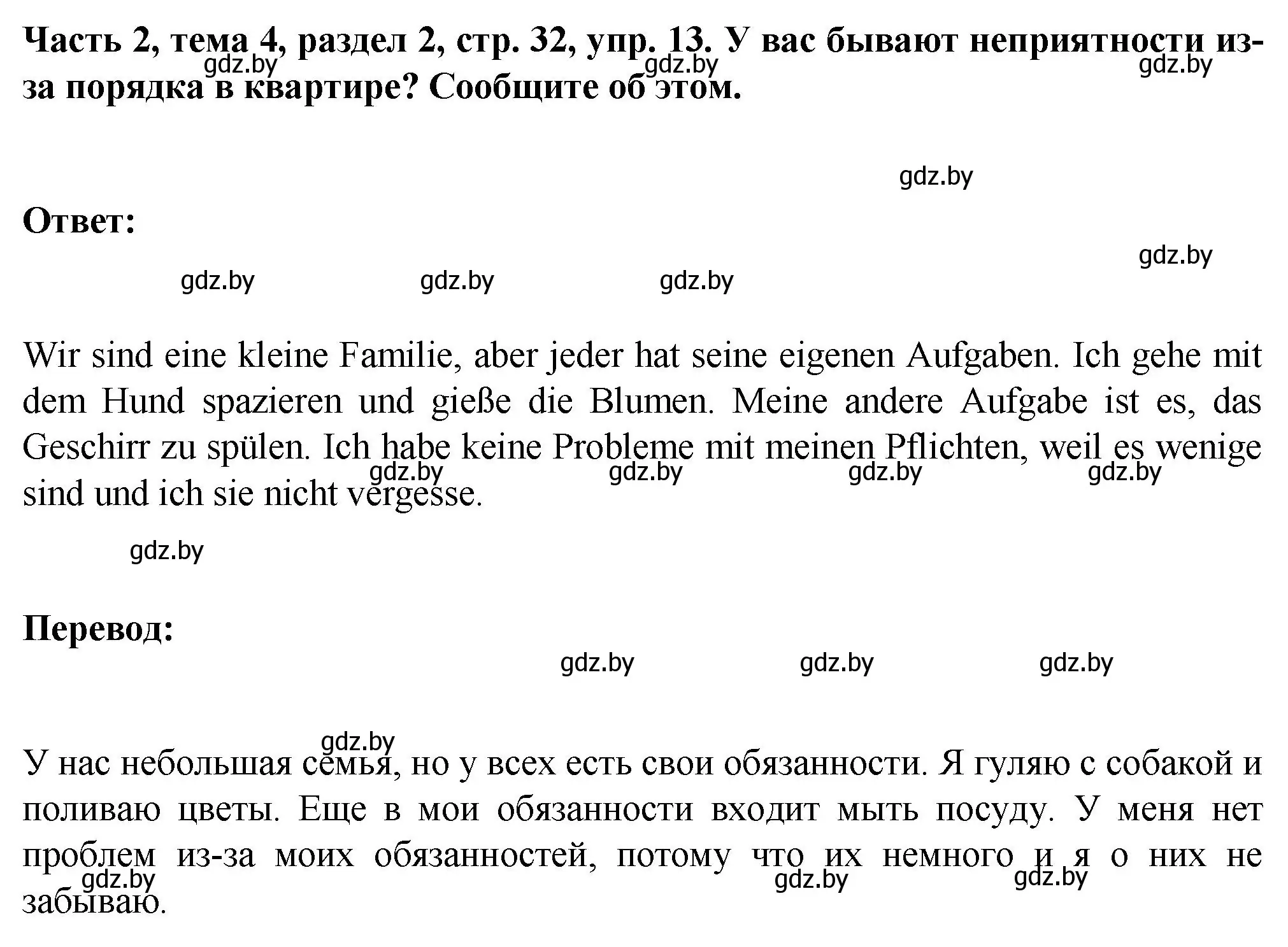 Решение номер 13 (страница 32) гдз по немецкому языку 6 класс Зуевская, Салынская, учебник 2 часть
