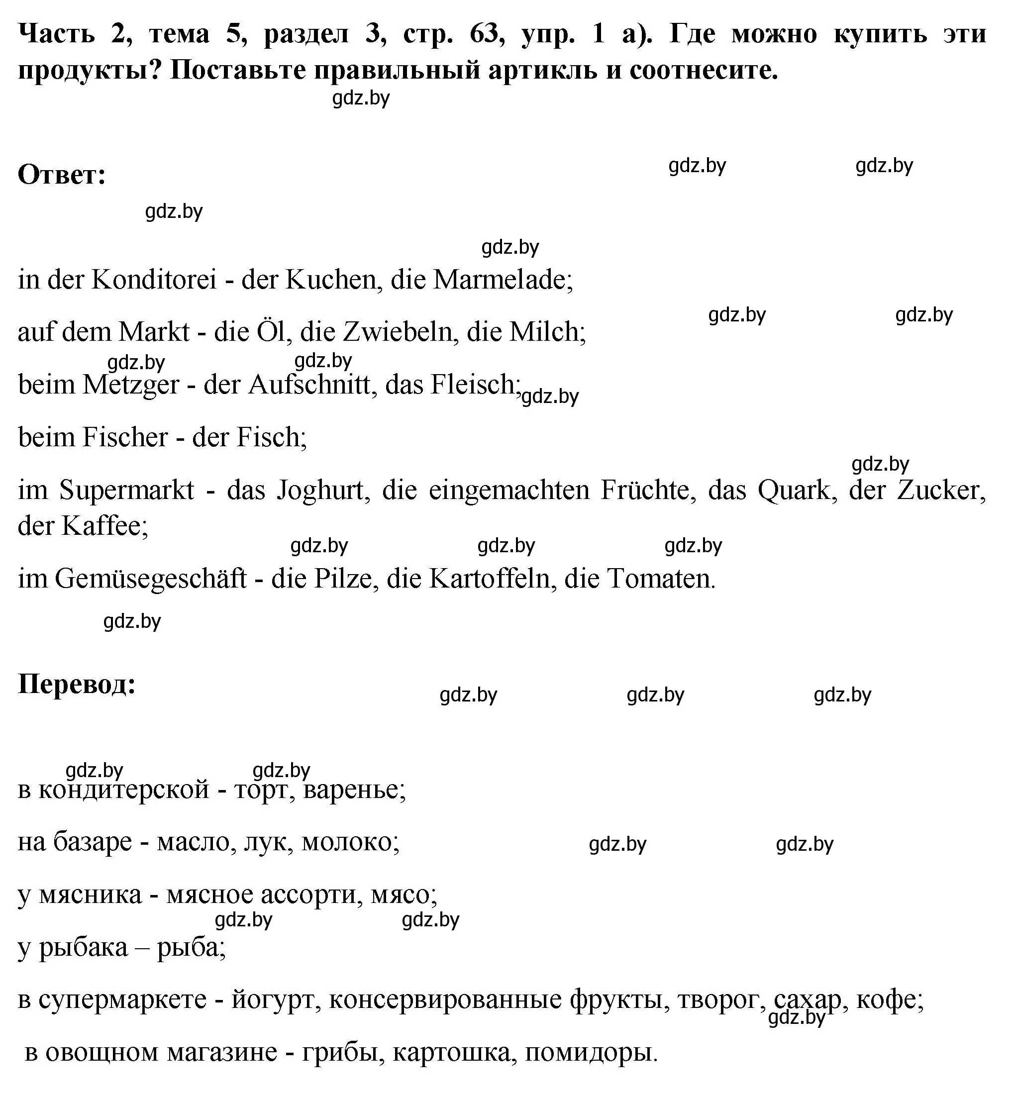 Решение номер 1 (страница 63) гдз по немецкому языку 6 класс Зуевская, Салынская, учебник 2 часть