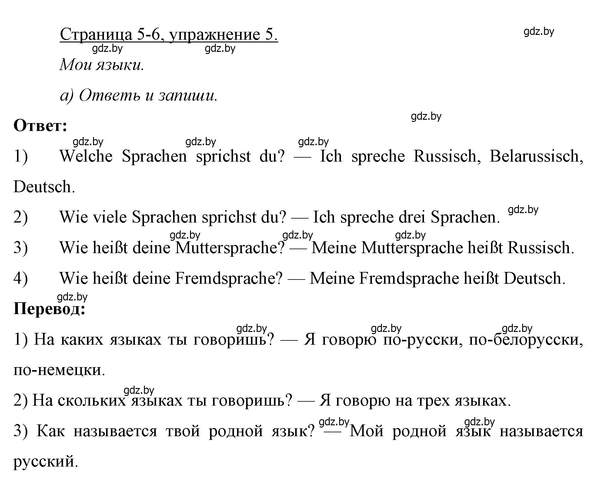 Решение номер 5 (страница 5) гдз по немецкому языку 7 класс Будько, Урбанович, рабочая тетрадь