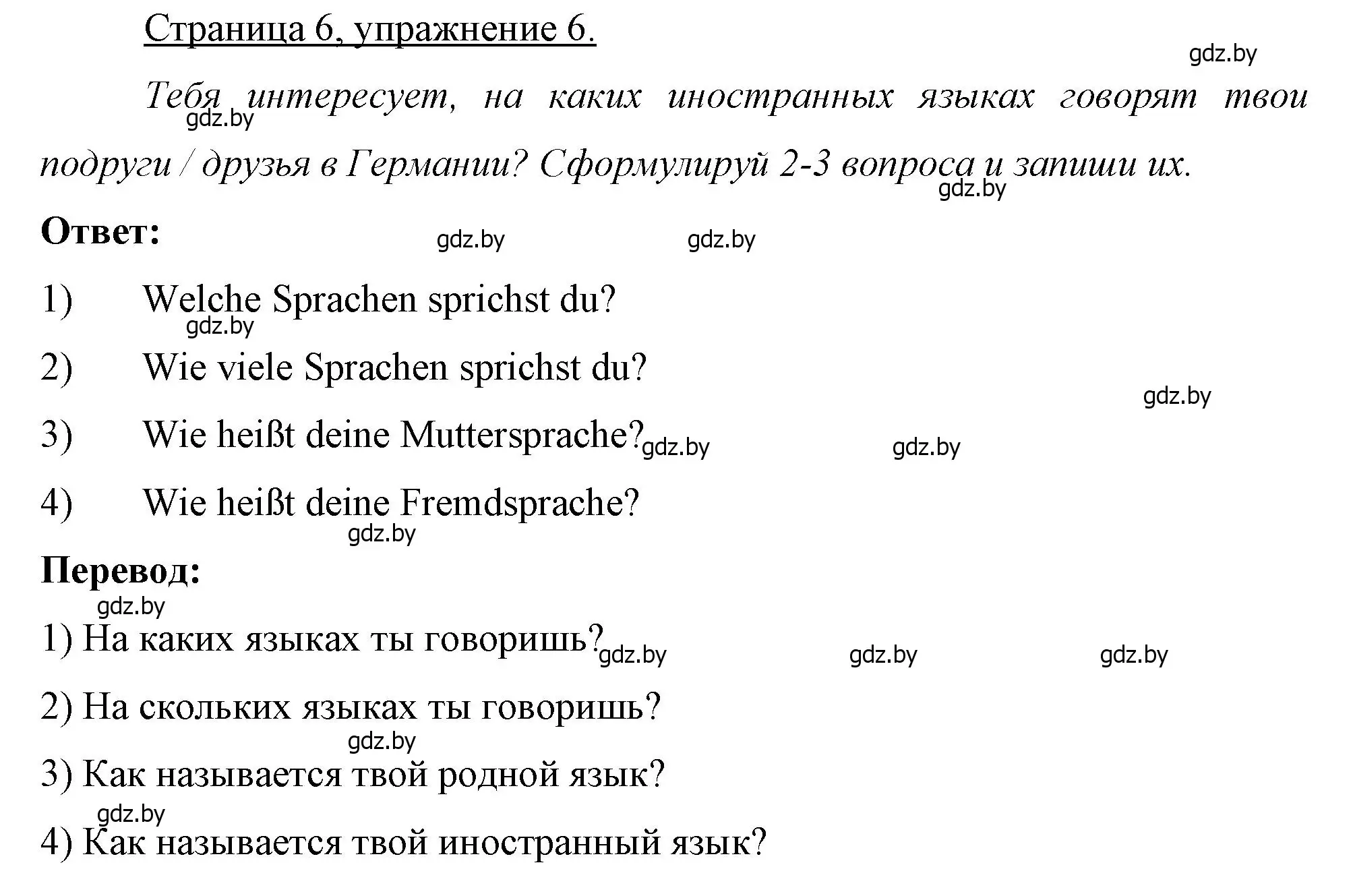 Решение номер 6 (страница 6) гдз по немецкому языку 7 класс Будько, Урбанович, рабочая тетрадь