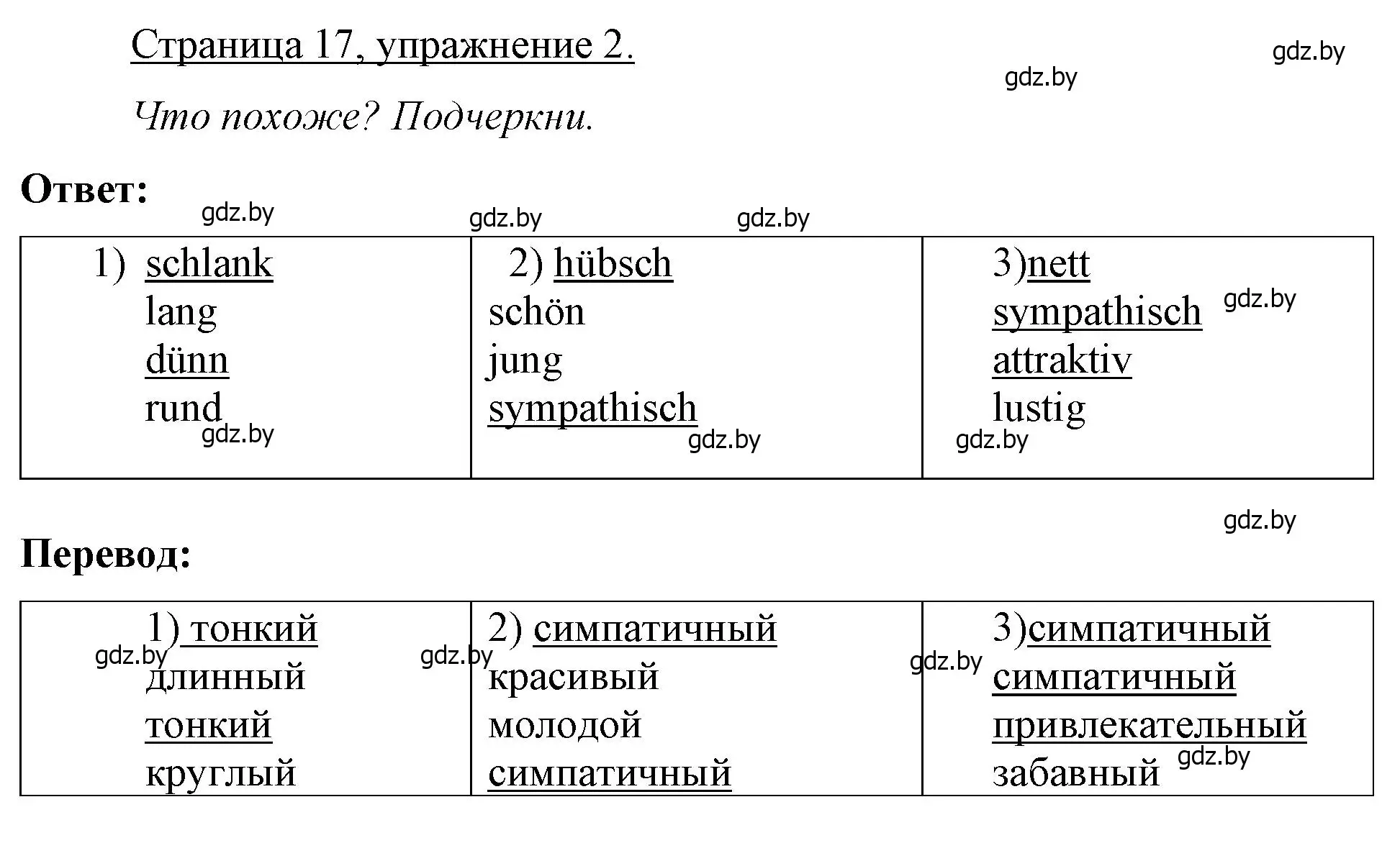 Решение номер 2 (страница 17) гдз по немецкому языку 7 класс Будько, Урбанович, рабочая тетрадь