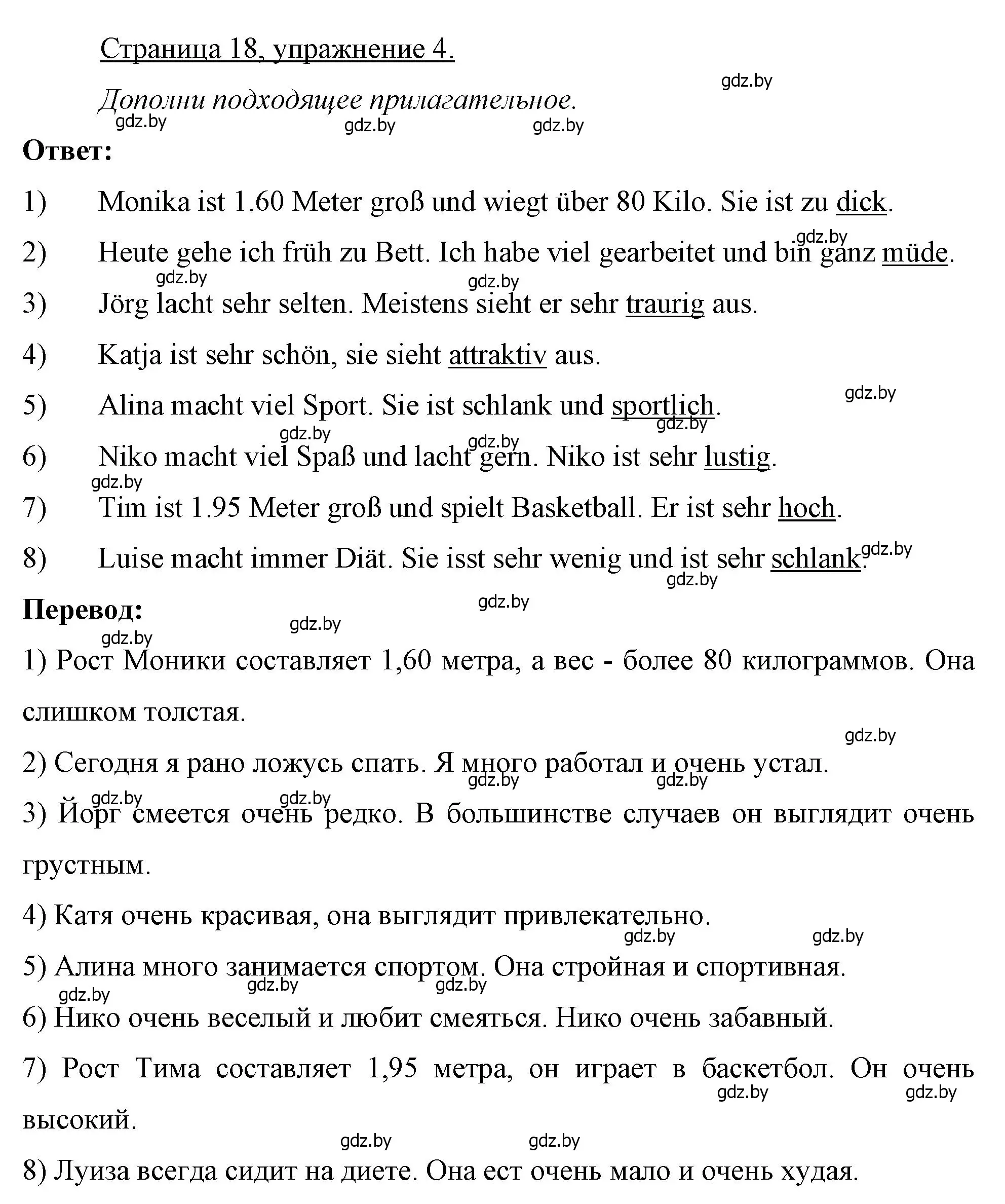 Решение номер 4 (страница 18) гдз по немецкому языку 7 класс Будько, Урбанович, рабочая тетрадь