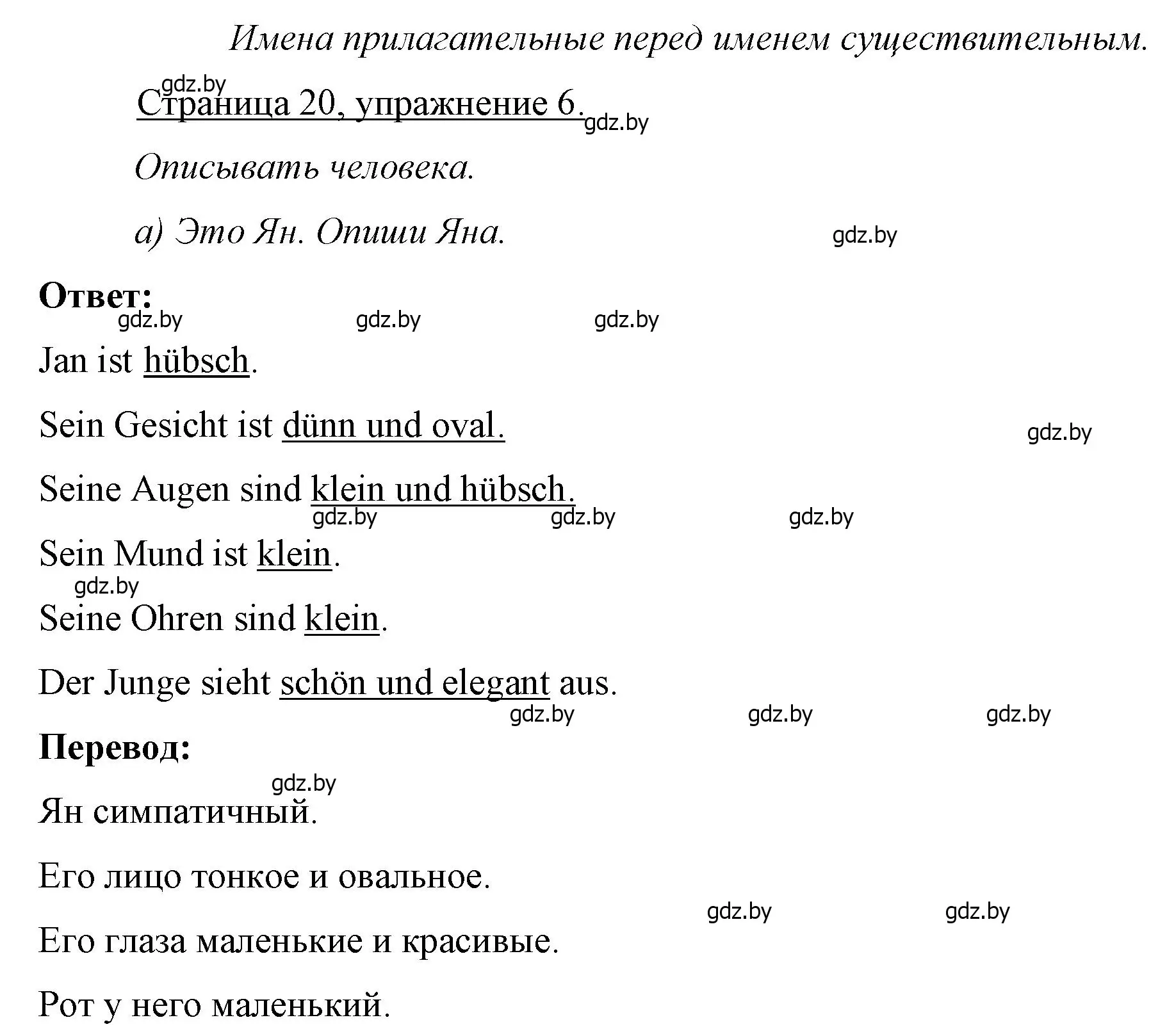 Решение номер 6 (страница 20) гдз по немецкому языку 7 класс Будько, Урбанович, рабочая тетрадь