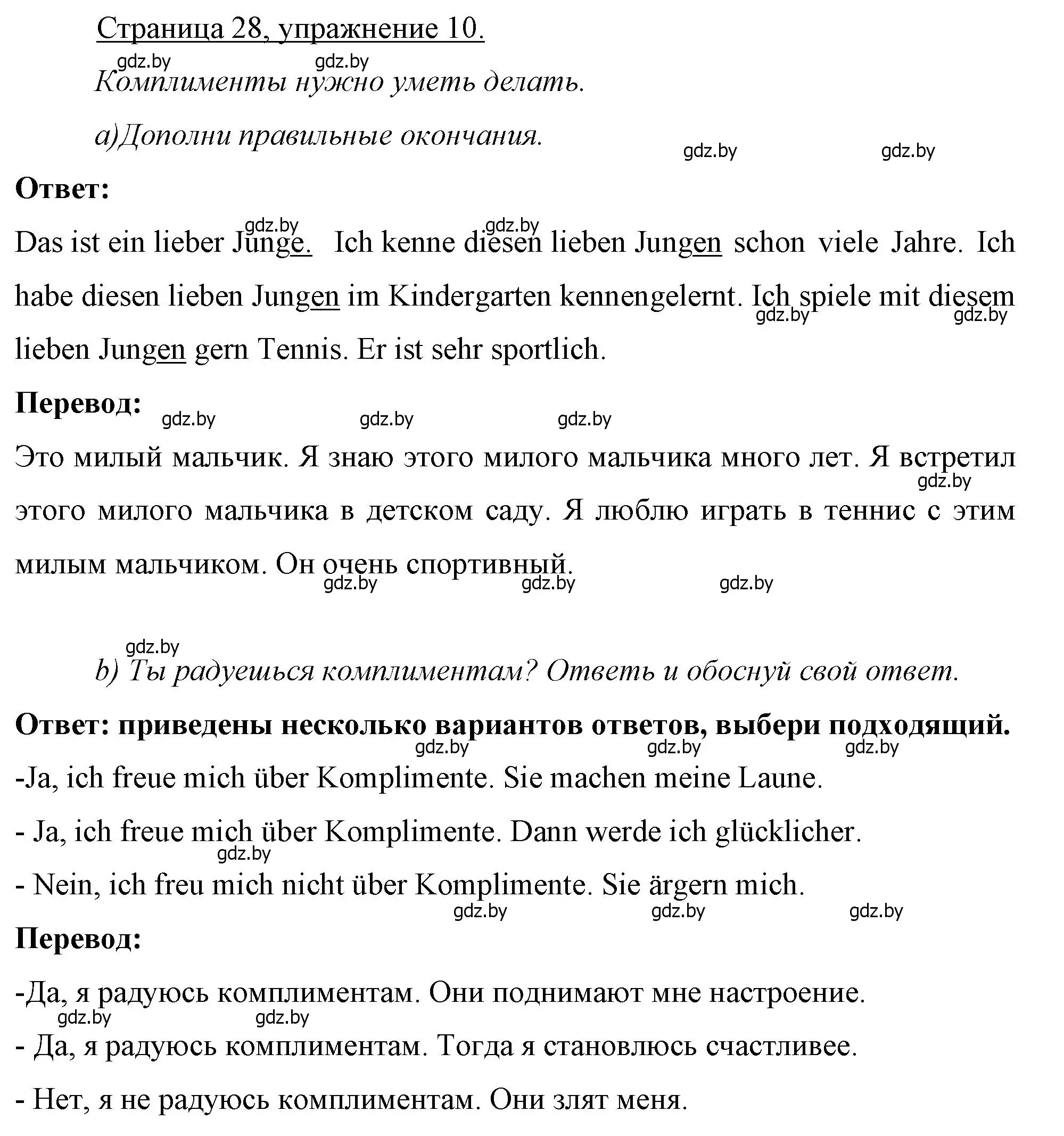 Решение номер 10 (страница 28) гдз по немецкому языку 7 класс Будько, Урбанович, рабочая тетрадь