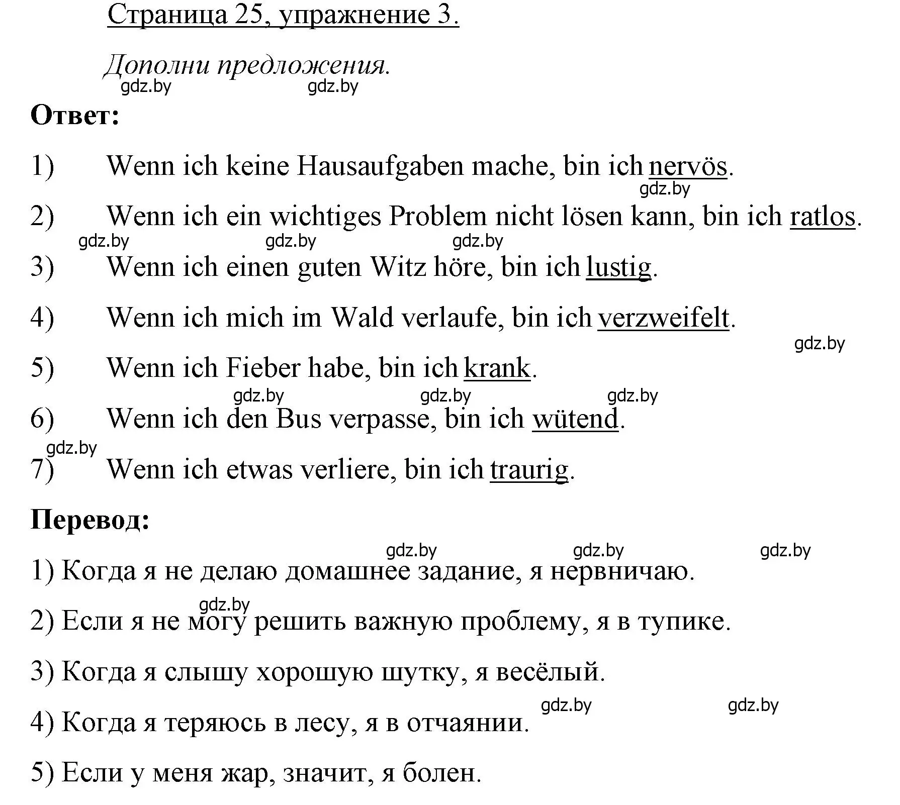 Решение номер 3 (страница 25) гдз по немецкому языку 7 класс Будько, Урбанович, рабочая тетрадь