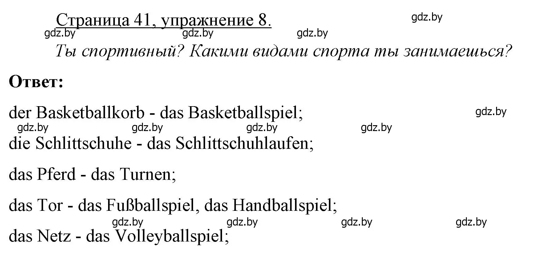 Решение номер 8 (страница 41) гдз по немецкому языку 7 класс Будько, Урбанович, рабочая тетрадь