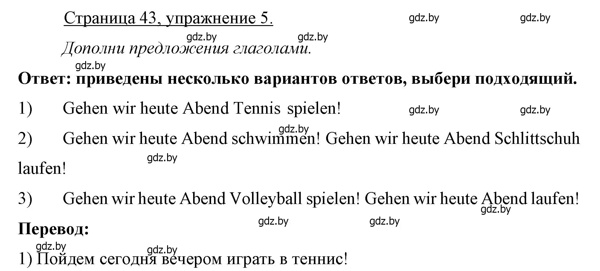 Решение номер 5 (страница 43) гдз по немецкому языку 7 класс Будько, Урбанович, рабочая тетрадь
