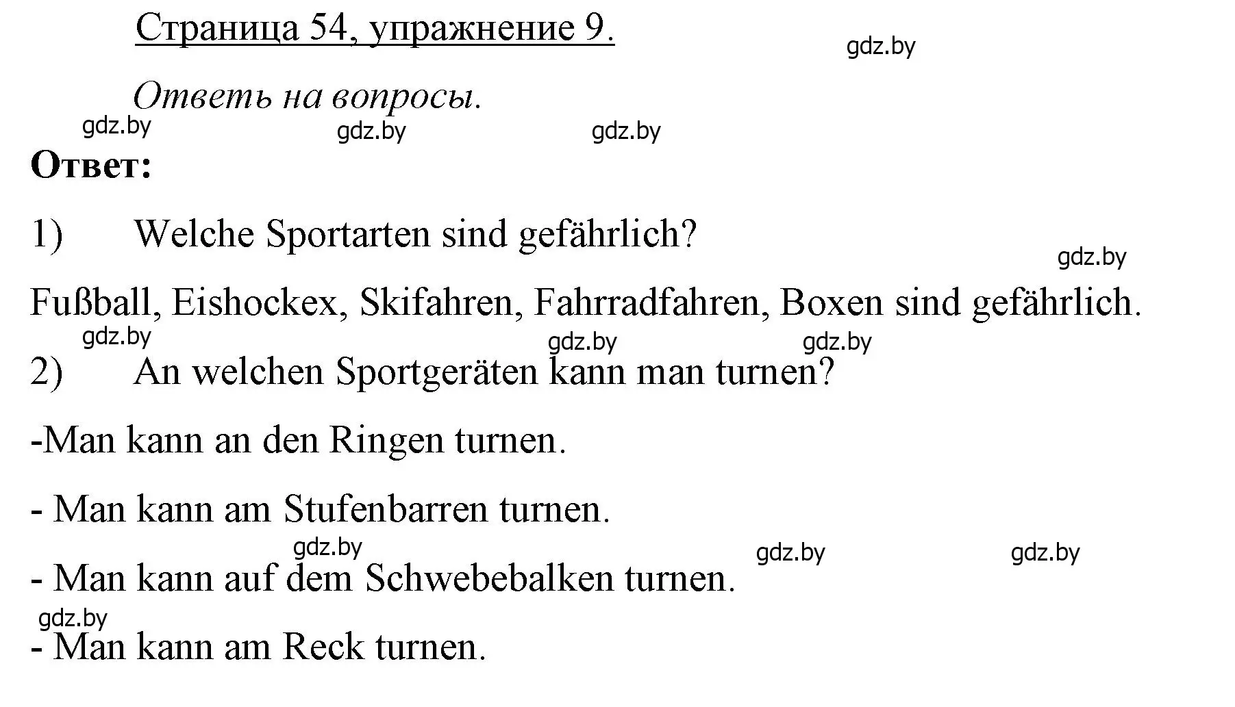 Решение номер 9 (страница 54) гдз по немецкому языку 7 класс Будько, Урбанович, рабочая тетрадь