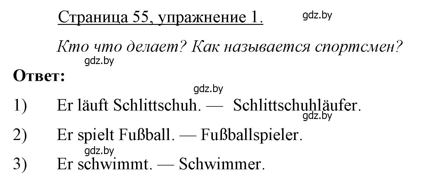 Решение номер 1 (страница 55) гдз по немецкому языку 7 класс Будько, Урбанович, рабочая тетрадь