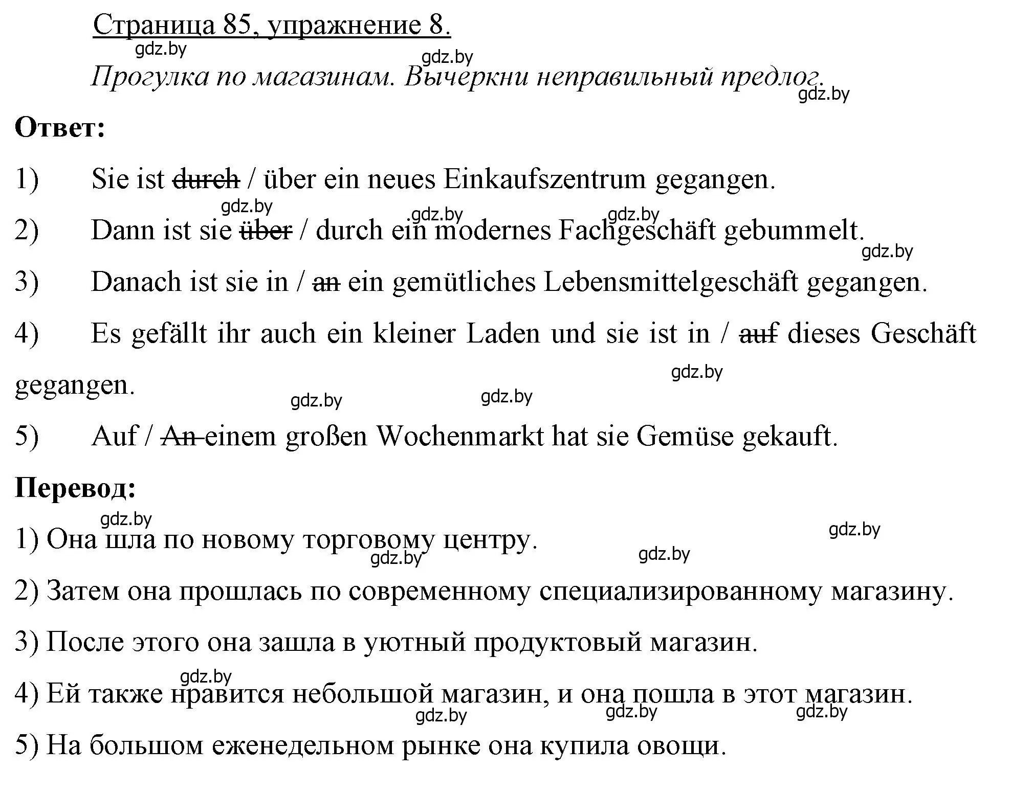 Решение номер 8 (страница 85) гдз по немецкому языку 7 класс Будько, Урбанович, рабочая тетрадь