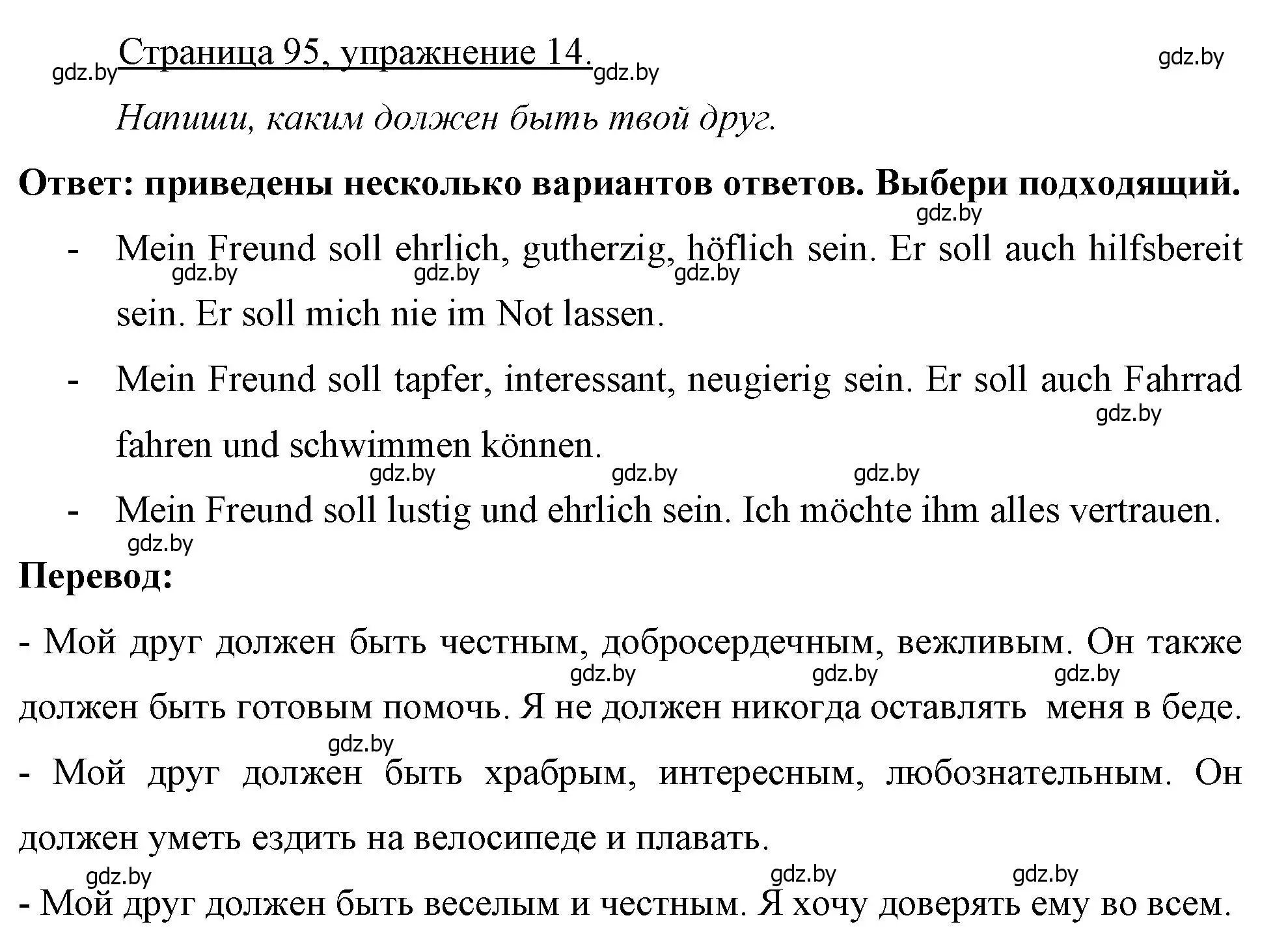 Решение номер 14 (страница 95) гдз по немецкому языку 7 класс Будько, Урбанович, рабочая тетрадь